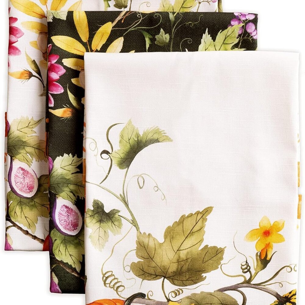Kitchen Towels Set of 3 100% Cotton 20" x 27.5" Reusable Cloth Tea Dish Towels A